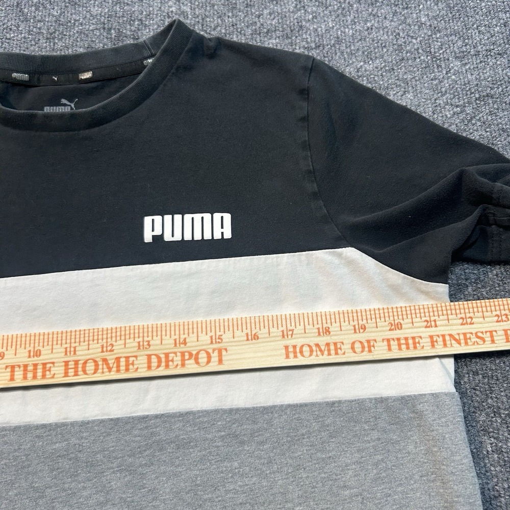 Puma Mens T-Shirt Black White Gray Block Logo L - Picture 4 of 9